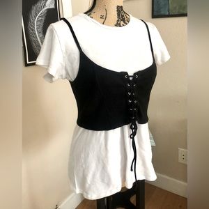 90’s Style Retro Corseted T-Shirt - Women’s Large